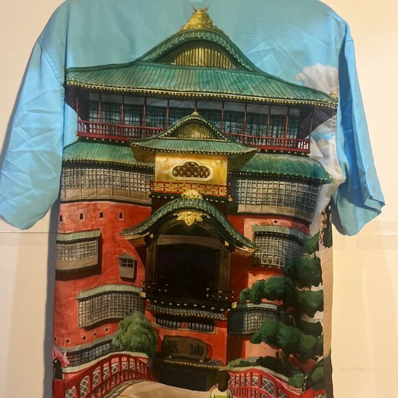 Spirited Away Bioworld Shirt Size S  Studio Ghibli  Scenic Print  100% Polyester - Picture 2 of 4